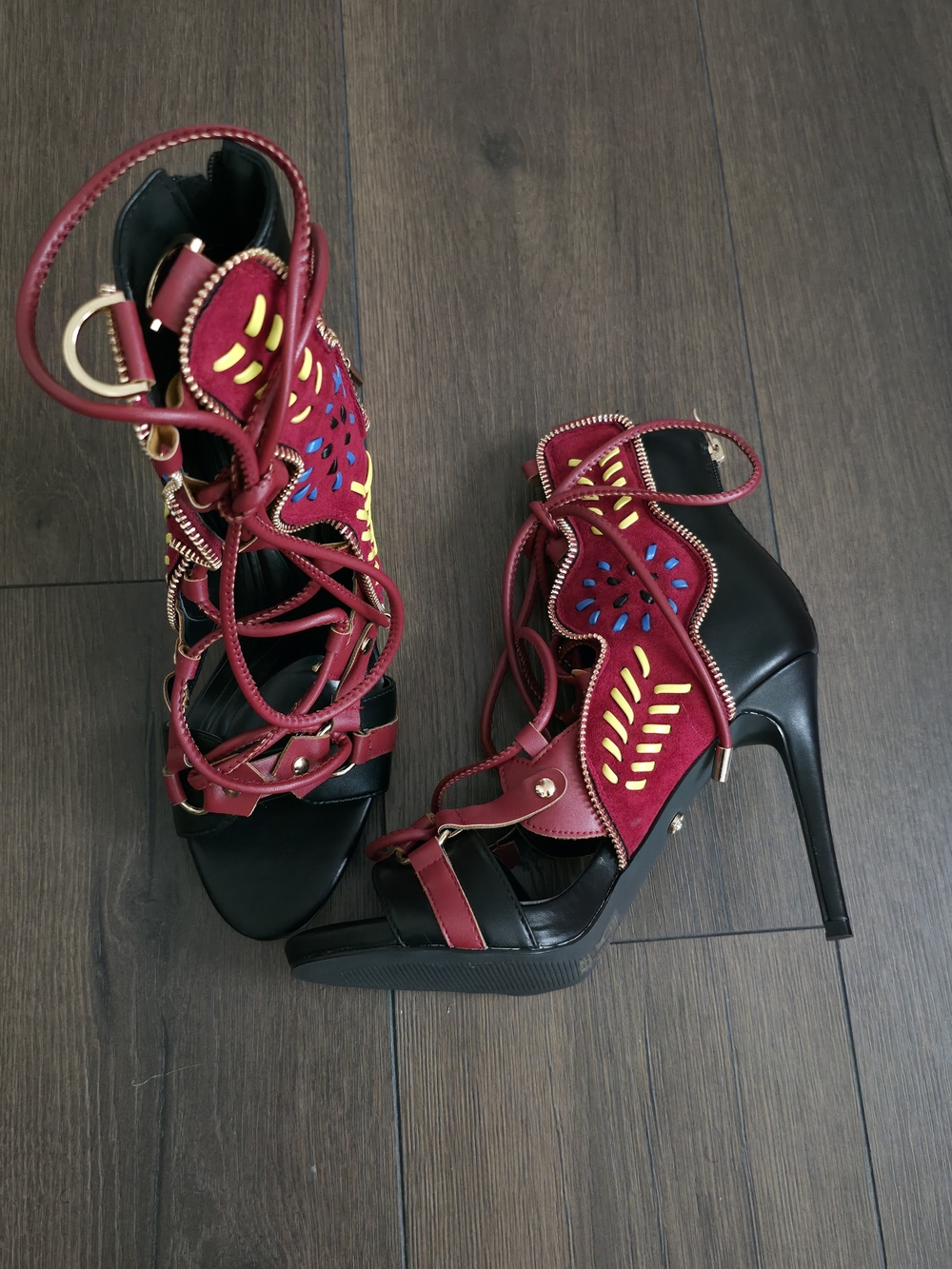 Azalea Wang Shainia Red Multi Stiletto Sandal